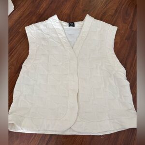 Zara Button Front Vest Size M-L Ivory Boho Holiday Christmas Career Work